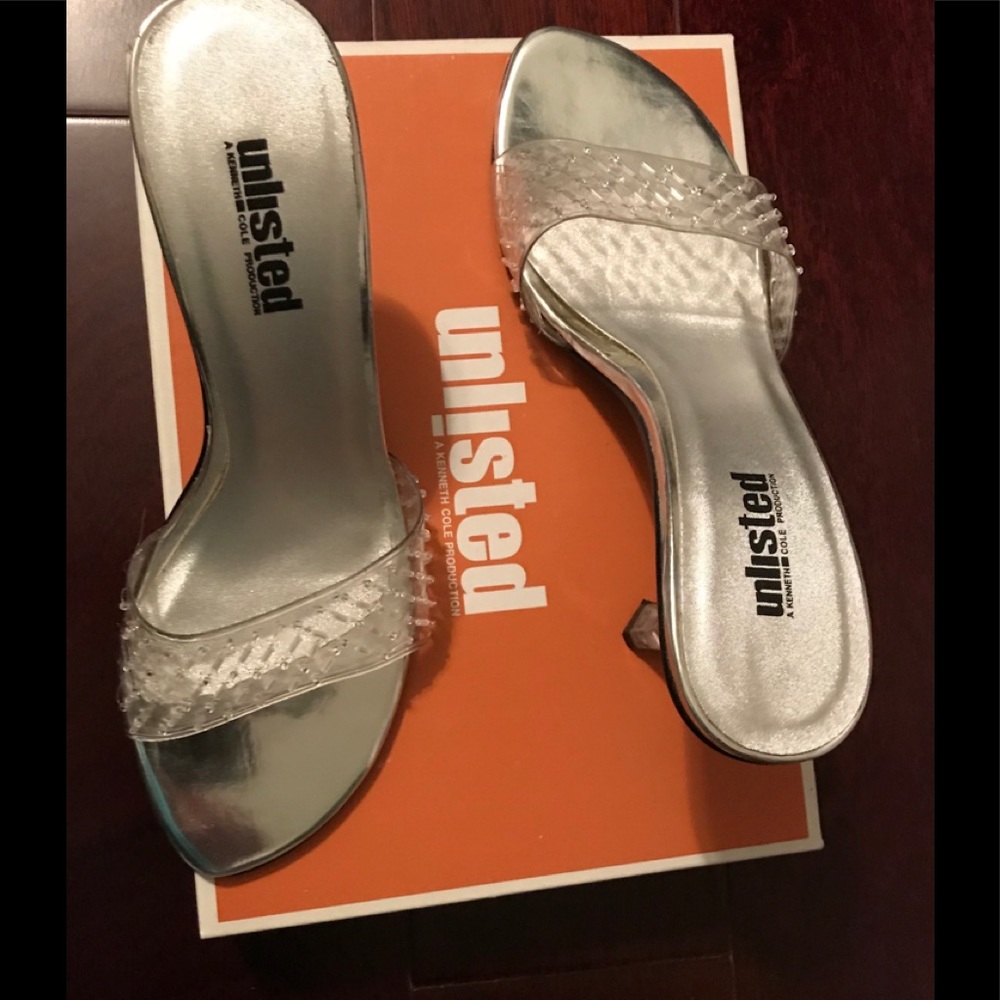 Kenneth Cole Erin once silver clear sandals heels